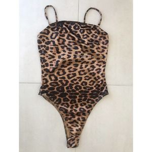 Superdown Bodysuit Cami Ashleigh Animal Print Snap Bottom Stretch